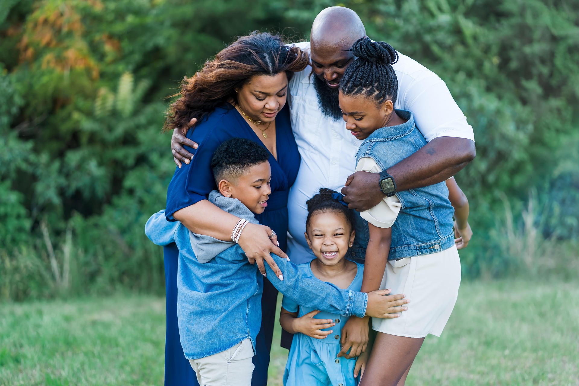 Happy family close up.